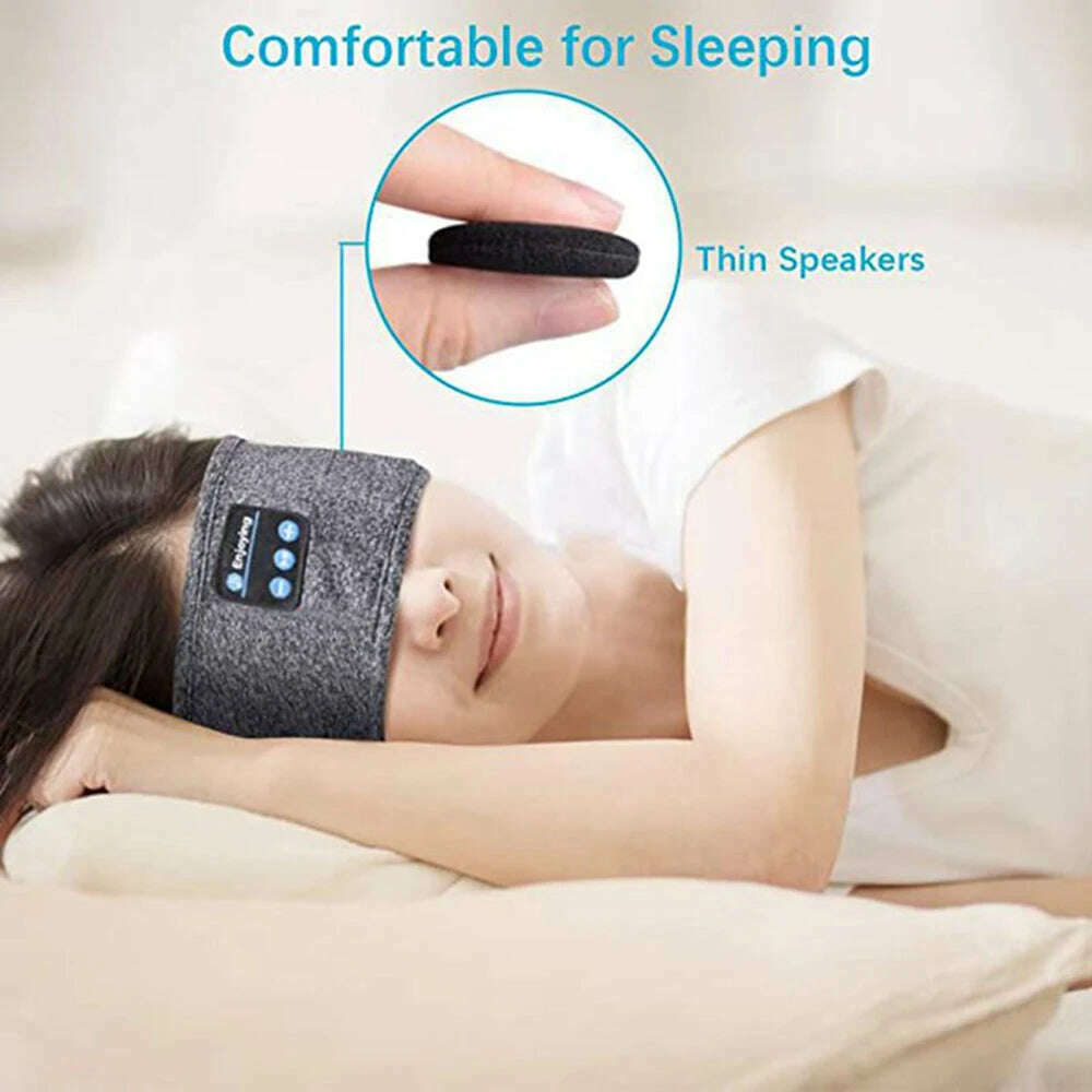Bluetooth-compatible Earphones Sports Sleeping Headband Elastic Wireless Headphones Music Eye Mask Wireless Eye Headset Headband - KIMLUD