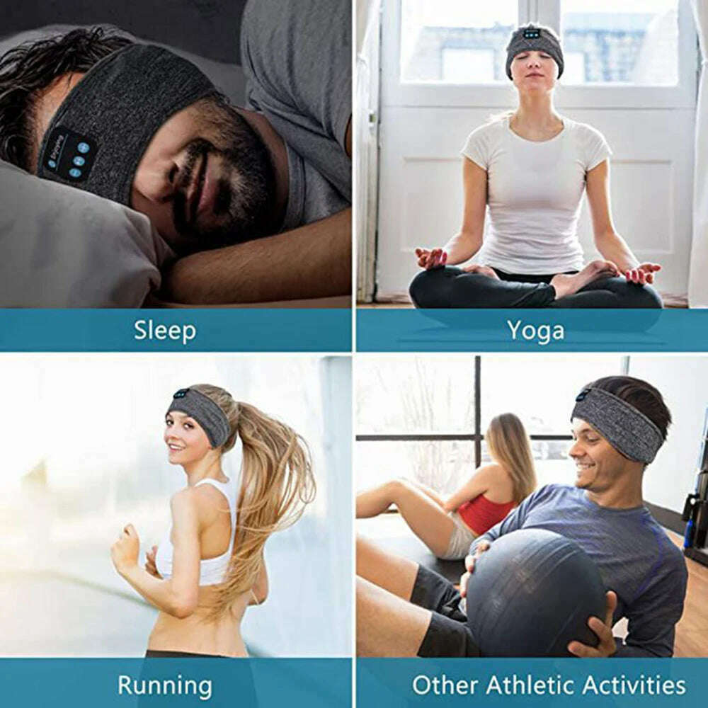Bluetooth-compatible Earphones Sports Sleeping Headband Elastic Wireless Headphones Music Eye Mask Wireless Eye Headset Headband - KIMLUD