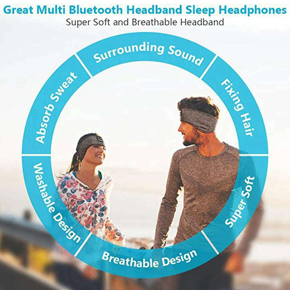 Bluetooth-compatible Earphones Sports Sleeping Headband Elastic Wireless Headphones Music Eye Mask Wireless Eye Headset Headband - KIMLUD
