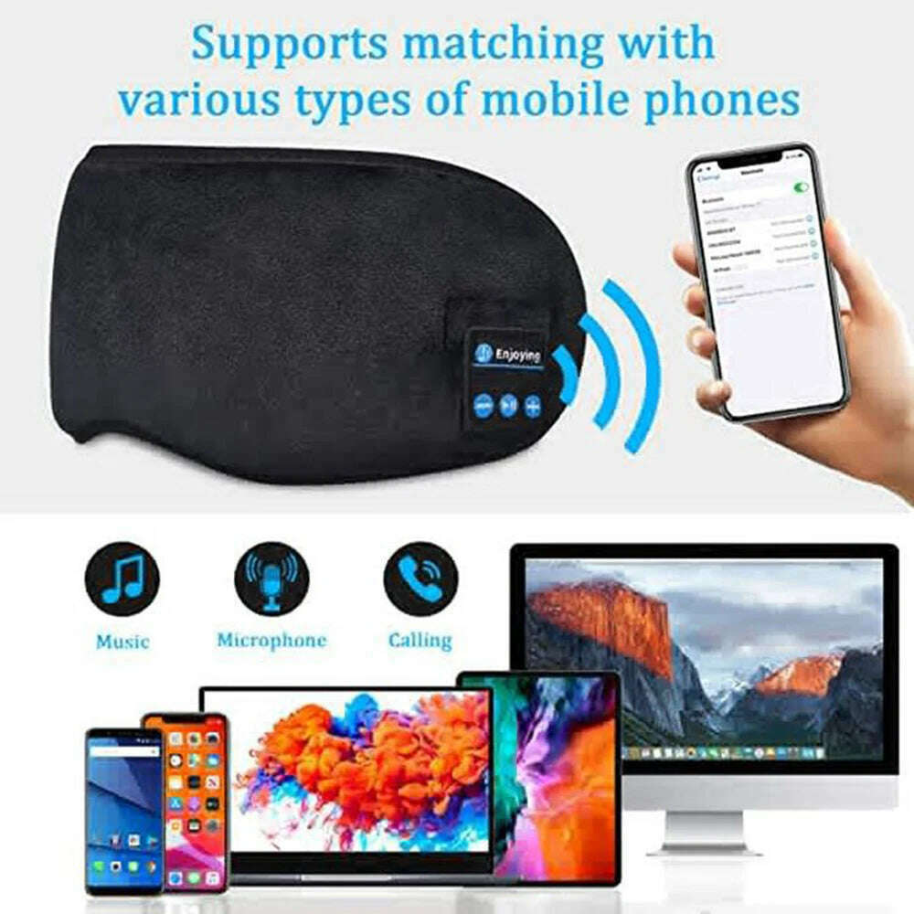 KIMLUD, Bluetooth Sleeping Headphones Eye Mask Sleep Headphones Bluetooth Headband Soft Elastic Comfortable Wireless Music Earphones, KIMLUD Womens Clothes