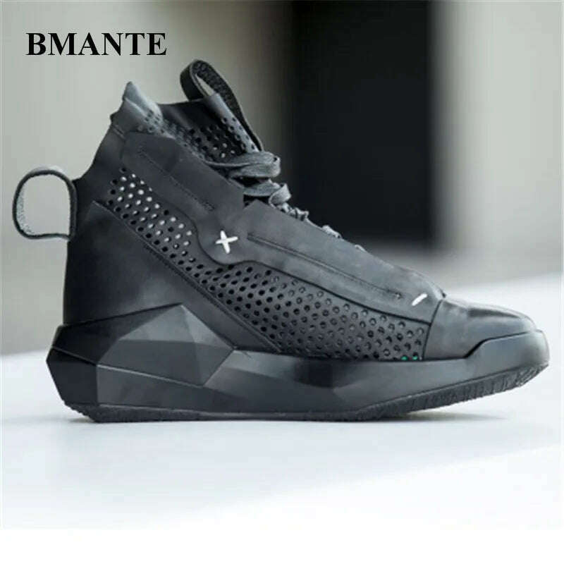 KIMLUD, Bmante Men Shoes Genuine Leather Breathable Height Increasing Male Sneakers Luxury Trainers Flats Shoes for men Gothic Owen 2020, black / 6, KIMLUD Womens Clothes