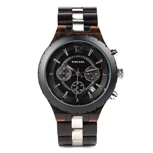 BOBO BIRD Men Watch Wood Luxury Stylish Watches Timepieces Chronograph Military Quartz Great Men's Gift relogio masculino W-R22 - KIMLUD
