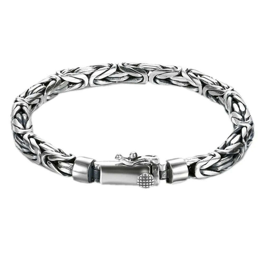KIMLUD, BOCAI New Solid 100% S925 Pure Silver Bracelet for Woman and Man Handmade Peace Pattern Trendy Jewelry Free Shipping, KIMLUD Womens Clothes