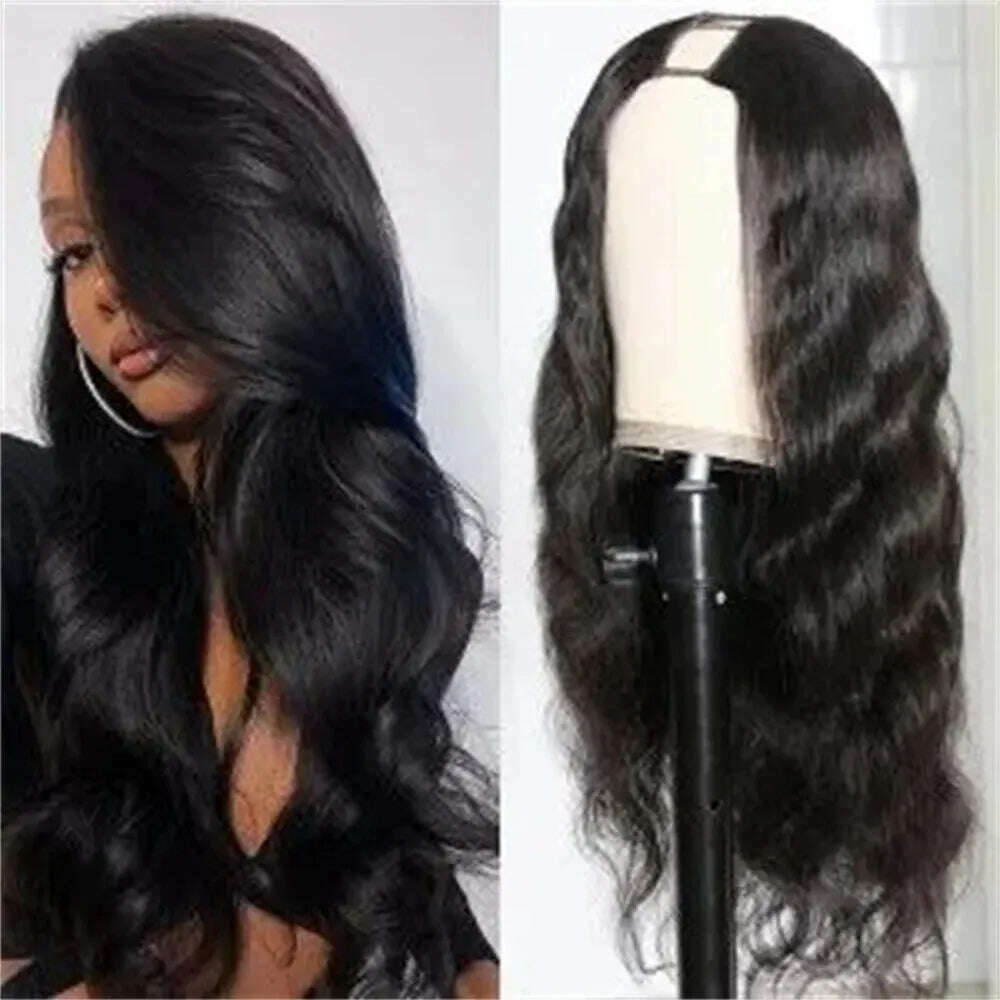 KIMLUD, Body Wave V Part Wig Human Hair No Leave Out Thin Part Brazilian Glueless Wavy Upgrade Wig For Women U Part Wig 12-30 Inch, KIMLUD Womens Clothes