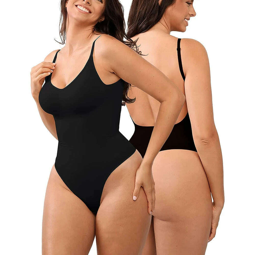 Bodysuit for Women Tummy Control Backless Shapewear Seamless Thong Body Shaper Tank Top - KIMLUD