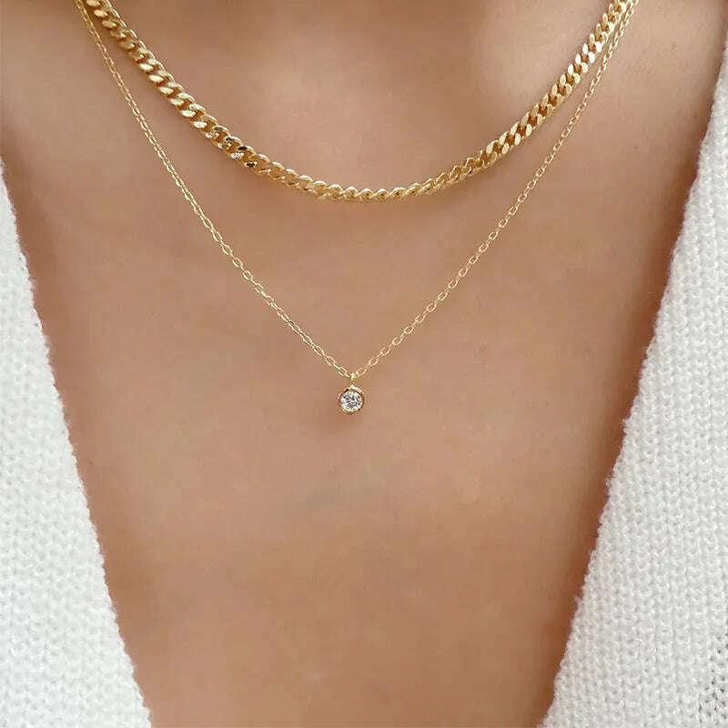 Bohemia Accessories Necklace For Women Trendy Multi-Layer Crystal Cross Lock Heart Pendant Necklaces Set Jewelry Gifts N0391 - KIMLUD