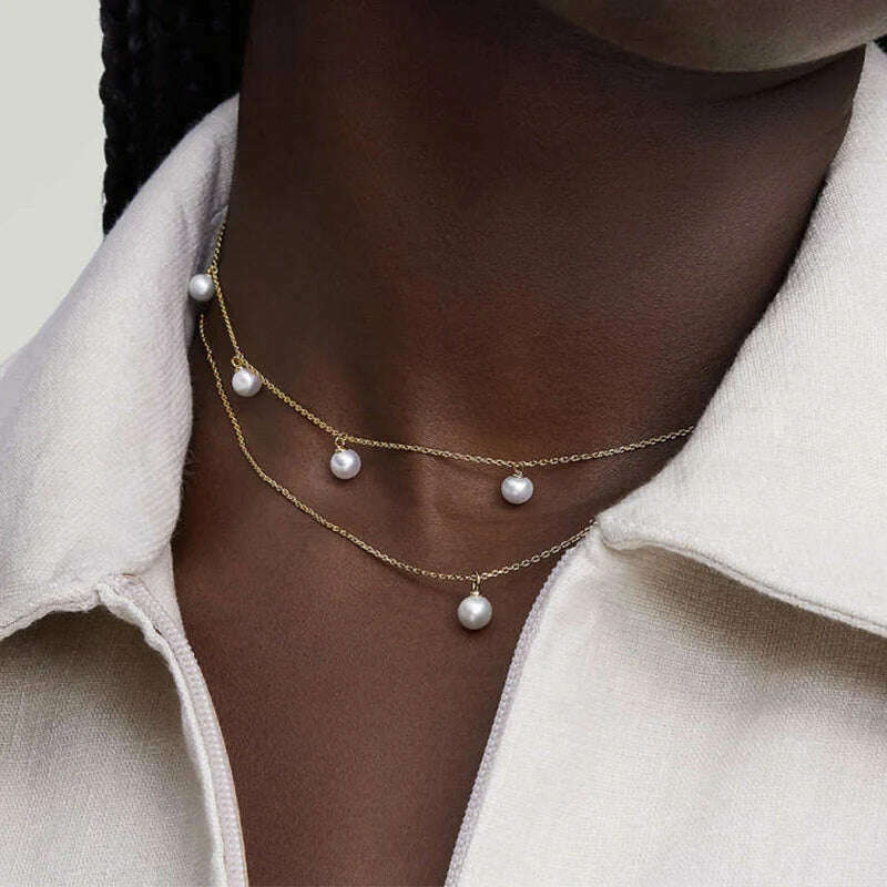 Bohemia Accessories Necklace For Women Trendy Multi-Layer Crystal Cross Lock Heart Pendant Necklaces Set Jewelry Gifts N0391 - KIMLUD