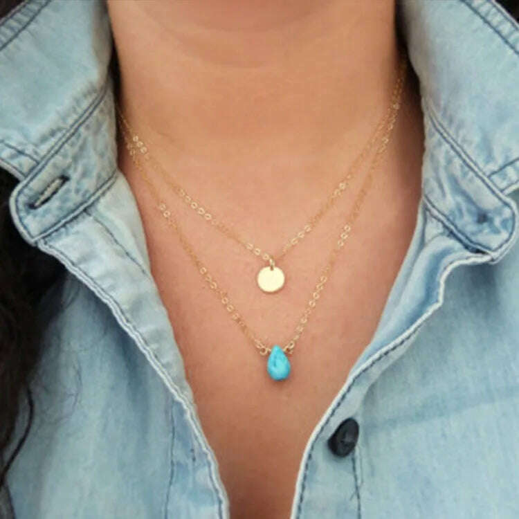 Bohemia Accessories Necklace For Women Trendy Multi-Layer Crystal Cross Lock Heart Pendant Necklaces Set Jewelry Gifts N0391 - KIMLUD