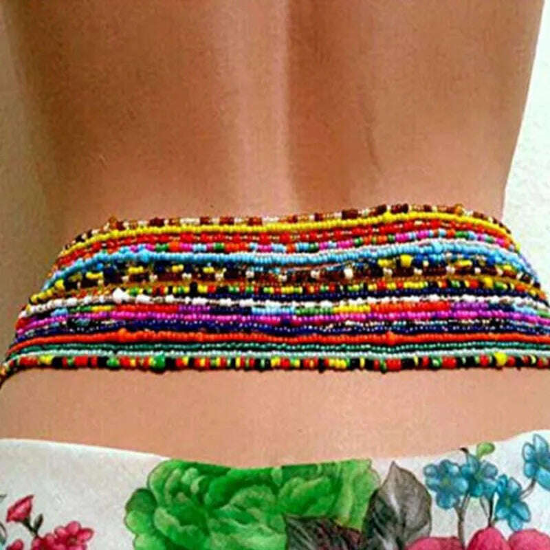 KIMLUD, Bohemia Elastic Waist Belly Chain African Belly Chain Waist Beads Body Chain Women Girls Body Summer Boho Jewelry Accessories, KIMLUD Womens Clothes