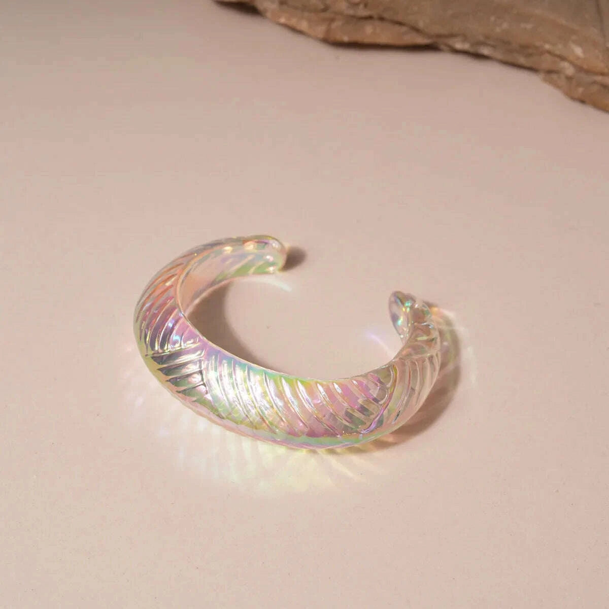 Bohemia Transparent Colorful Acrylic Opening Bangle for Women Irregular Large Wide Cuff Bracelet New Trend Couple Jewelry F
