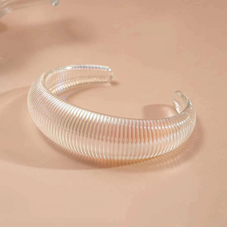 Bohemia Transparent Colorful Acrylic Opening Bangle for Women Irregular Large Wide Cuff Bracelet New Trend Couple Jewelry F