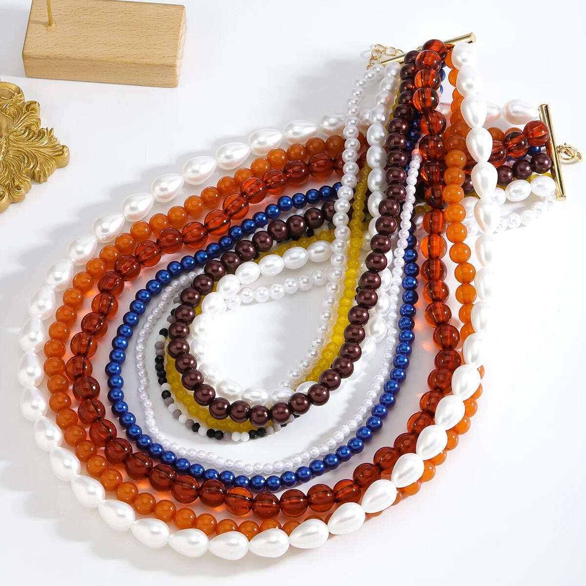 KIMLUD, Bohemian Multi-layered Long Necklace, Imitation Pearl Necklace, Suitable for Daily Wear, Fashion Jewelry Accessories Wholesale, KIMLUD Womens Clothes