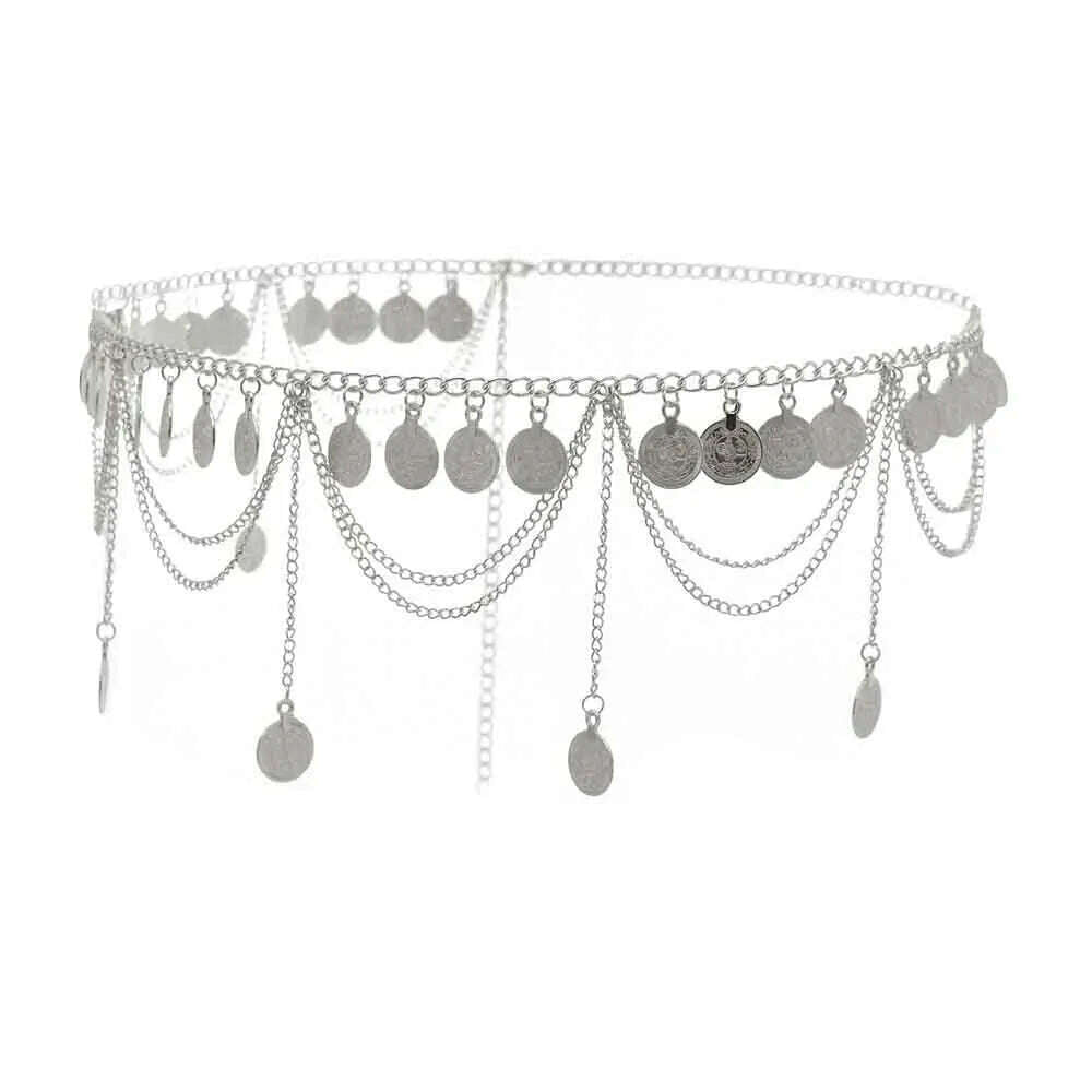 Bohemian Vintage Metal Coin Tassel Belly Chains for Women Female Ethnic Dancing Dress Belt Body Chain Party Jewelry GIft - KIMLUD
