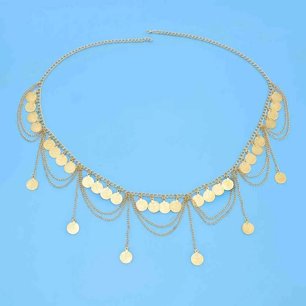 Bohemian Vintage Metal Coin Tassel Belly Chains for Women Female Ethnic Dancing Dress Belt Body Chain Party Jewelry GIft - KIMLUD