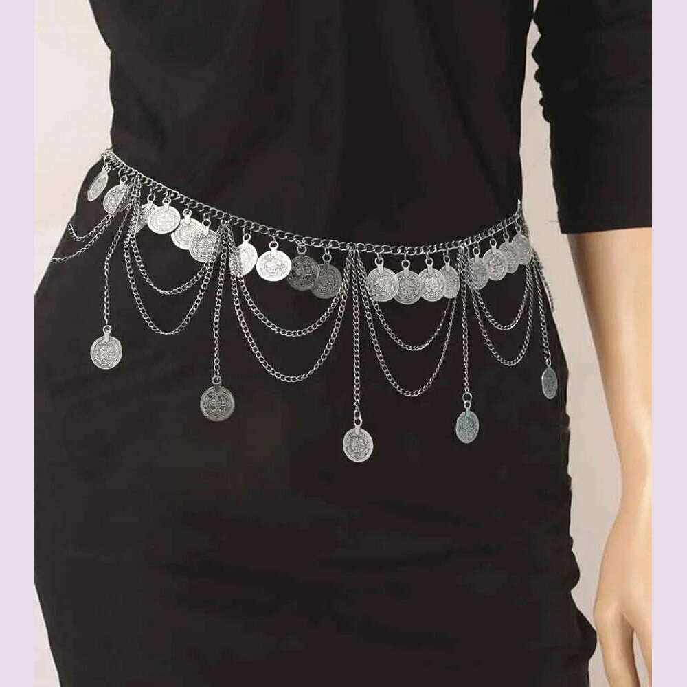 Bohemian Vintage Metal Coin Tassel Belly Chains for Women Female Ethnic Dancing Dress Belt Body Chain Party Jewelry GIft - KIMLUD