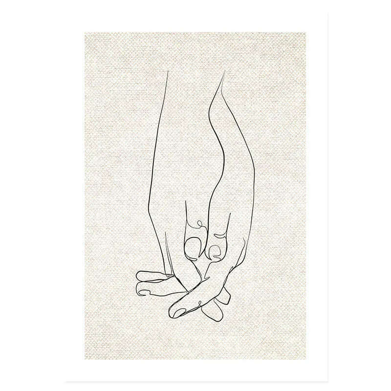 Boho Abstract Figures Couple Sketch Line Floral Poster Wall Art Canvas Painting Picture Prints Bedroom Home Interior Decoration - KIMLUD