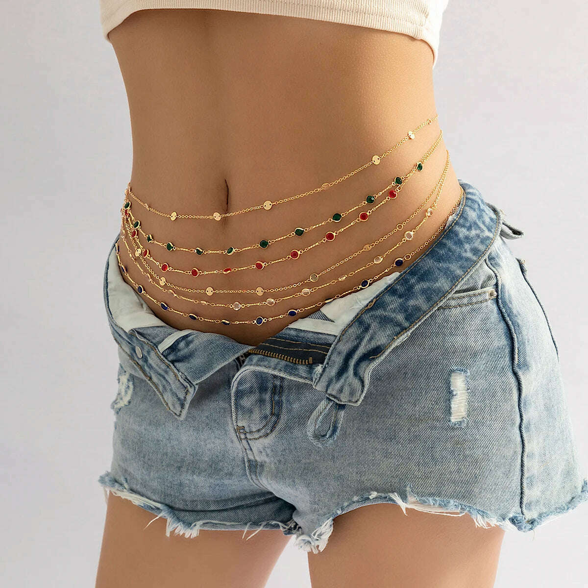 Boho Crystal Zircon Waist Beads Belly Belt Chain Summer Beach Bikini Rave Festival Sexy Accessories for Women Body Jewelry New - KIMLUD