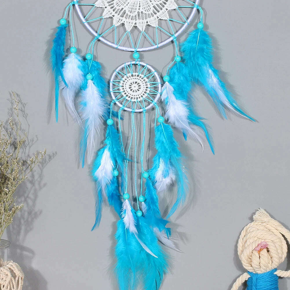 KIMLUD, Boho Dream Catcher Nordic Room Decoration White Girls Baby Kids Dreamcatcher Home Decor Wedding Decoration Gift for Women, KIMLUD Womens Clothes
