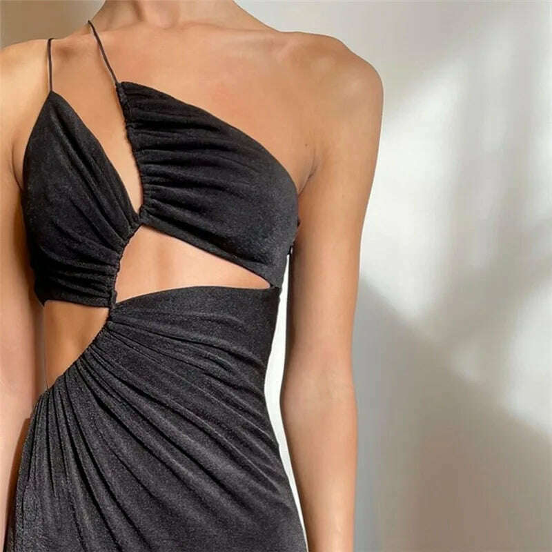 KIMLUD, Boozrey Solid Hollow Out Sexy Female Dress Summer Bodycon Elegant Dresses for Women 2022 Party Backless Dresses Beach Clothing, KIMLUD Womens Clothes