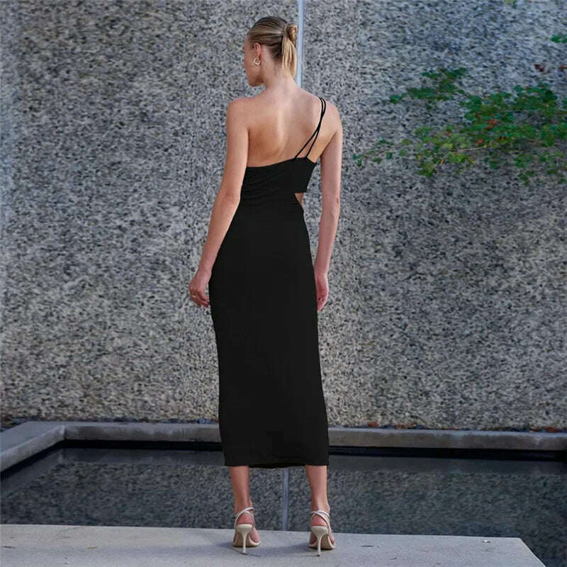 KIMLUD, Boozrey Solid Hollow Out Sexy Female Dress Summer Bodycon Elegant Dresses for Women 2022 Party Backless Dresses Beach Clothing, KIMLUD Womens Clothes