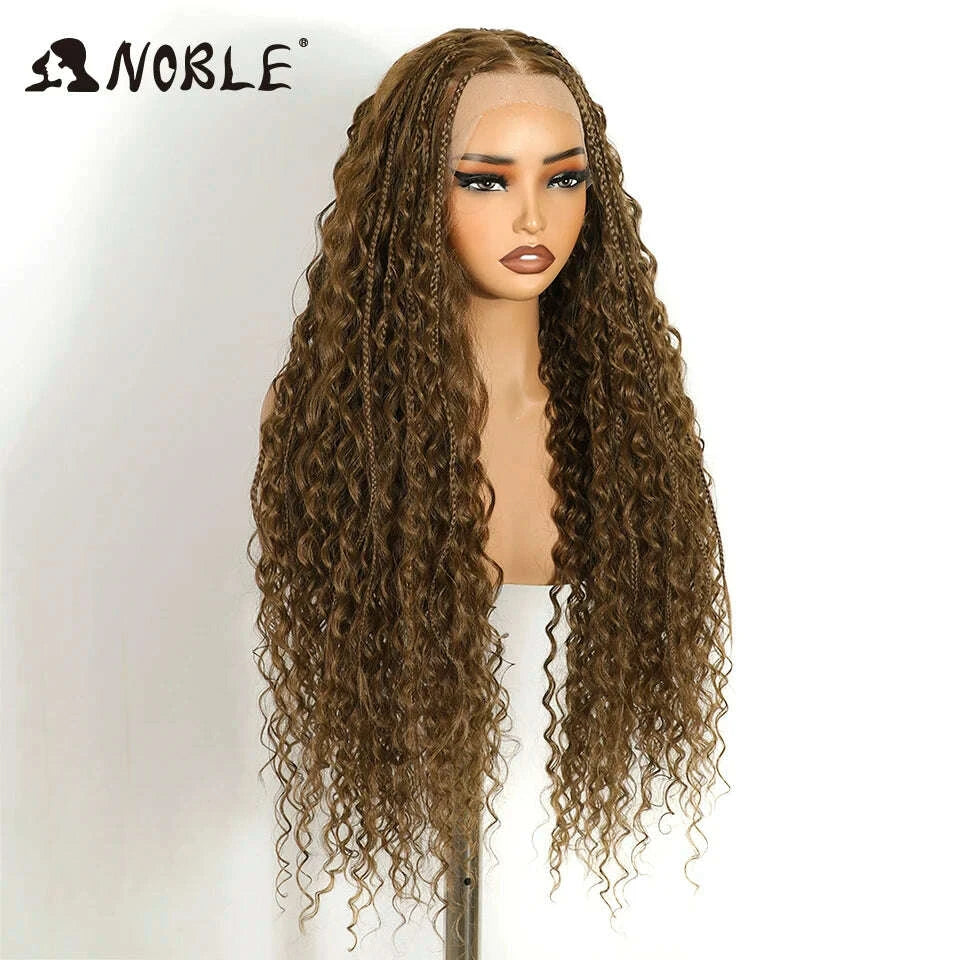 Box Braided Lace Wig - Twist Braided Style - Swiss Lace - Medium Brown | KIMLUD