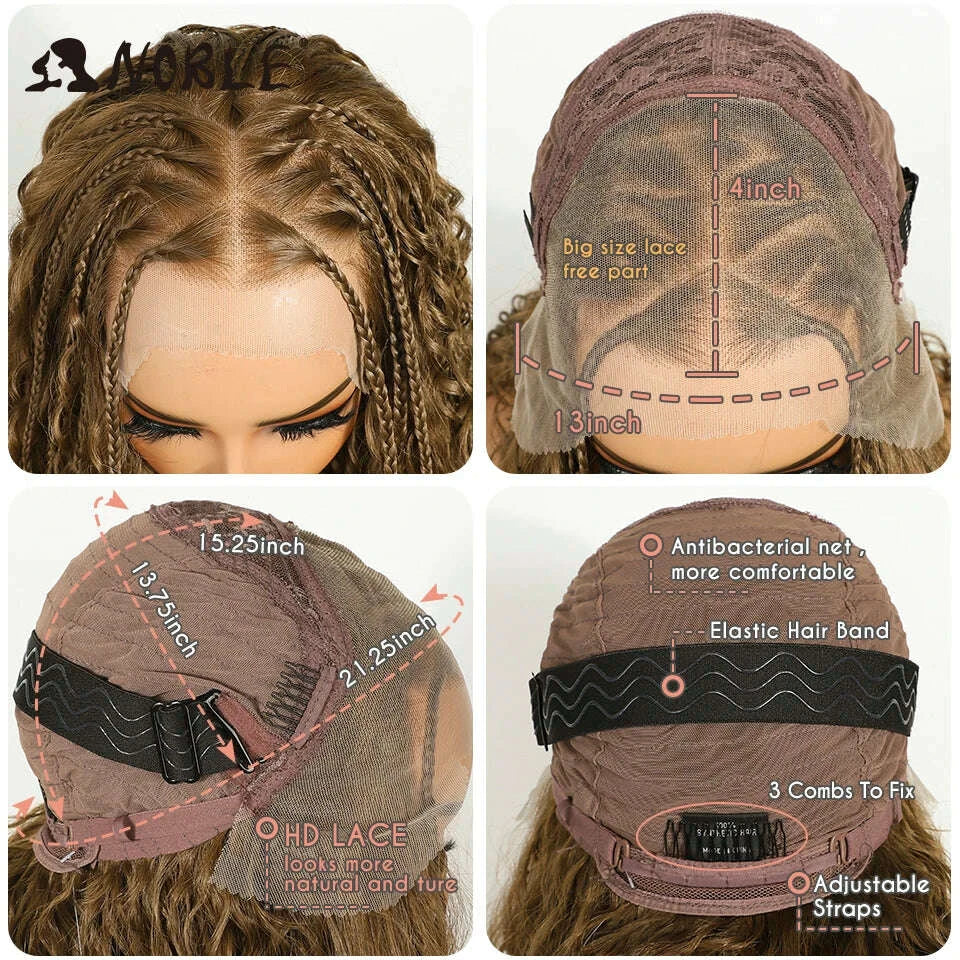 Box Braided Lace Wig - Twist Braided Style - Swiss Lace - Medium Brown | KIMLUD