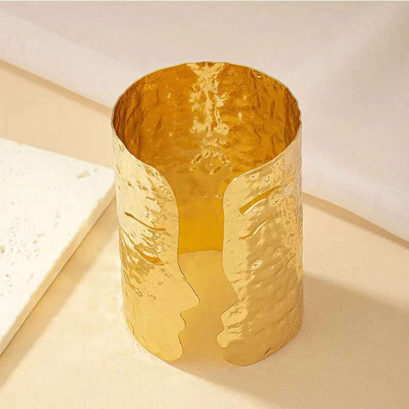 KIMLUD, Bracelet Bangle Women Girls Gold And Silver Plating Face Fashion Jewelry Hot Sale Party Gift 2024 New Style HB24144, 1, KIMLUD APPAREL - Womens Clothes