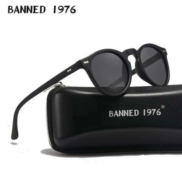 KIMLUD, Brand Designer Women Men Polarized Sunglasses Vintage Round Lens Cool Driving Sun Glasses UV400 Oculos Cat Eyes Girl's Shades, black / without case A1, KIMLUD Womens Clothes