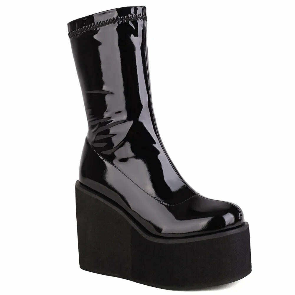 KIMLUD, Brand New Female Platform Knee High Boots Fashion Heart Wedges High Heels women's Boots 2022 Party Sweet Cool Goth Woman Shoes, KIMLUD Womens Clothes