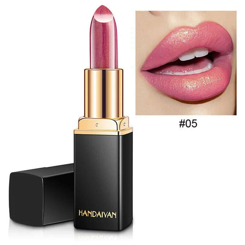 Brand Professional Lips Makeup Waterproof Shimmer Long Lasting Pigment Nude Pink Mermaid Shimmer Lipstick Luxury Makeup Cosmetic - KIMLUD