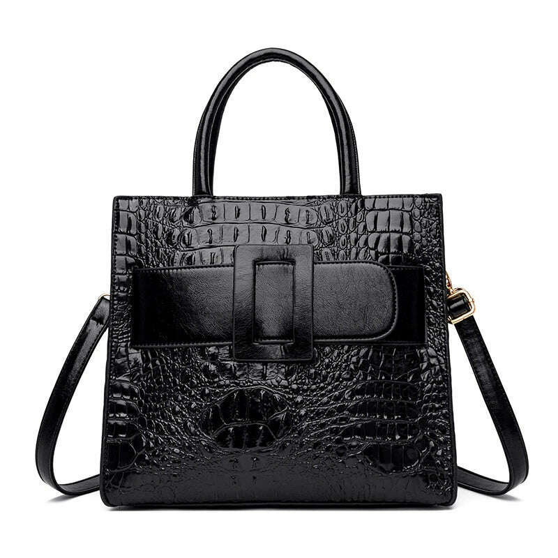 KIMLUD, Brand Women Crocodile Handbag Luxury Belt Handbags Women Leather Shoulder Bags Designer Crossbody Bags Female Retro Tote Handbag, KIMLUD Womens ClothesKIMLUD, Brand Women Crocodile Handbag Luxury Belt Handbags Women Leather Shoulder Bags Designer Crossbody Bags Female Retro Tote Handbag, black / (30cm<Max Length<50cm), KIMLUD APPAREL - Womens Clothes