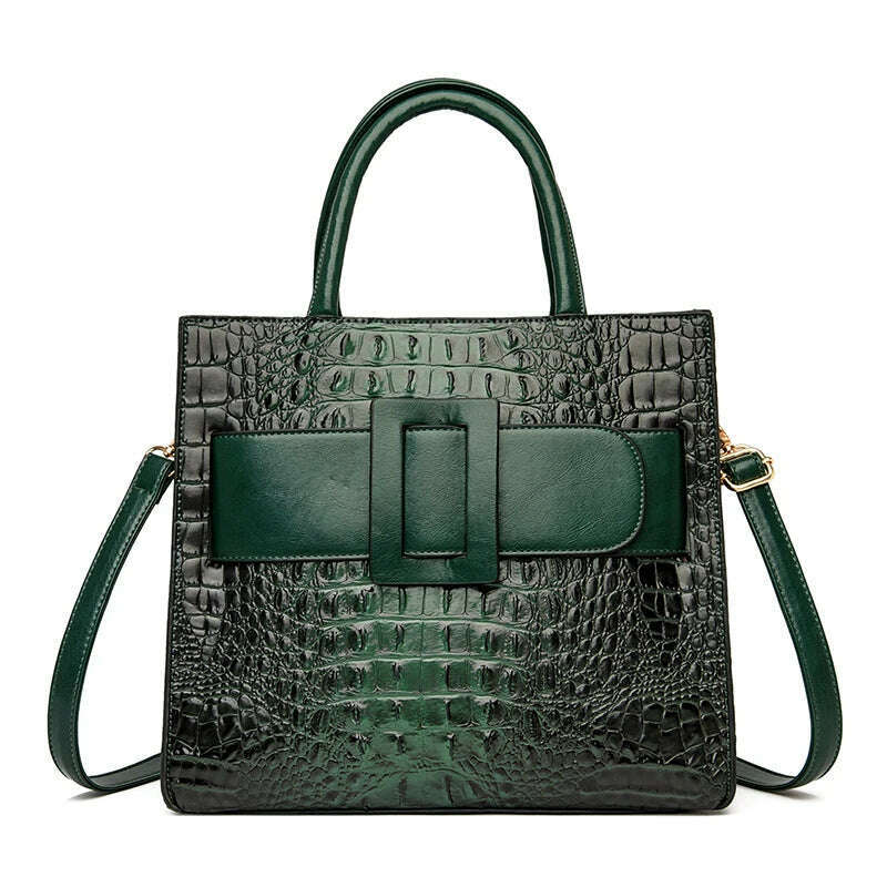 KIMLUD, Brand Women Crocodile Handbag Luxury Belt Handbags Women Leather Shoulder Bags Designer Crossbody Bags Female Retro Tote Handbag, KIMLUD Womens ClothesKIMLUD, Brand Women Crocodile Handbag Luxury Belt Handbags Women Leather Shoulder Bags Designer Crossbody Bags Female Retro Tote Handbag, green / (30cm<Max Length<50cm), KIMLUD APPAREL - Womens Clothes