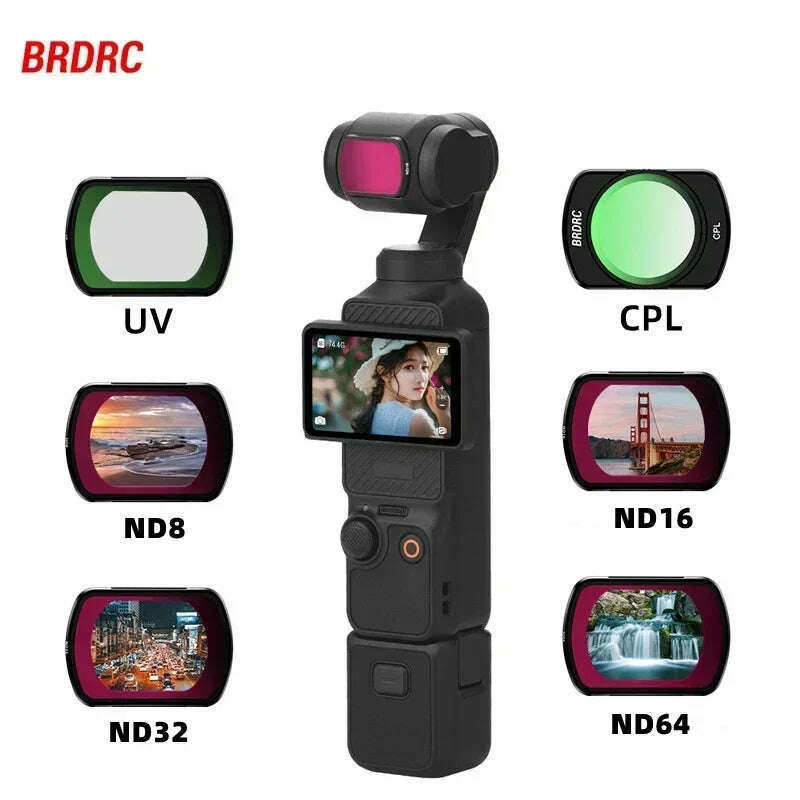 KIMLUD, BRDRC UV ND Lens Filter Kit for DJI OSMO Pocket 3 Handheld Gimbal Camera ND8 ND16 Filters Adjustable CPL Accessories, KIMLUD Womens Clothes