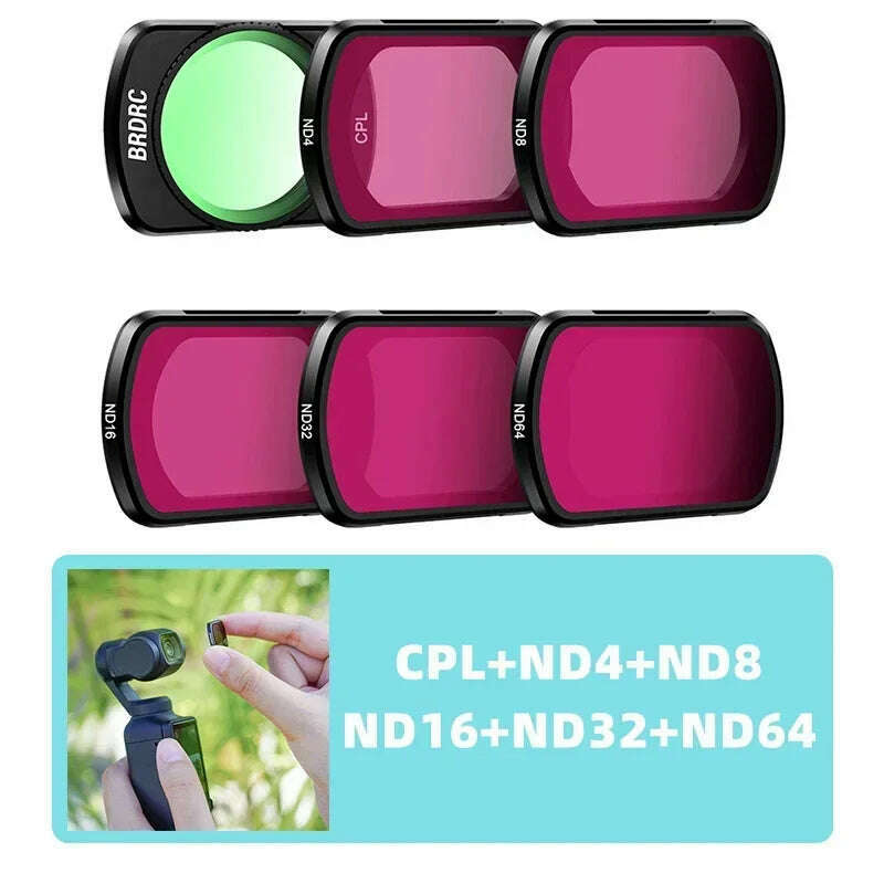 KIMLUD, BRDRC UV ND Lens Filter Kit for DJI OSMO Pocket 3 Handheld Gimbal Camera ND8 ND16 Filters Adjustable CPL Accessories, 6 in 1, KIMLUD APPAREL - Womens Clothes