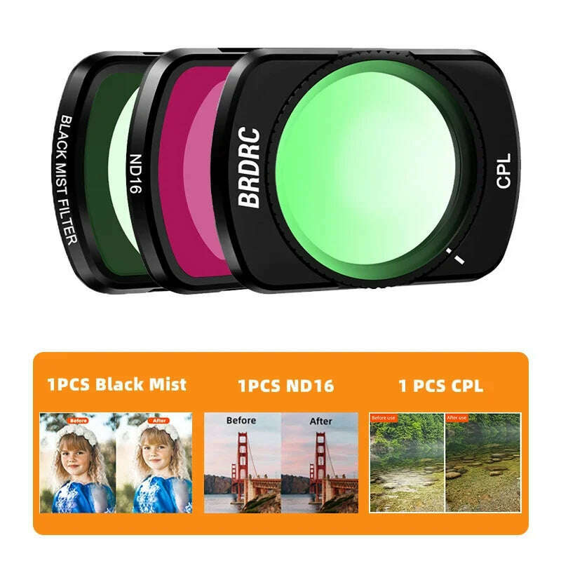 KIMLUD, BRDRC UV ND Lens Filter Kit for DJI OSMO Pocket 3 Handheld Gimbal Camera ND8 ND16 Filters Adjustable CPL Accessories, 3 in 1 set, KIMLUD APPAREL - Womens Clothes