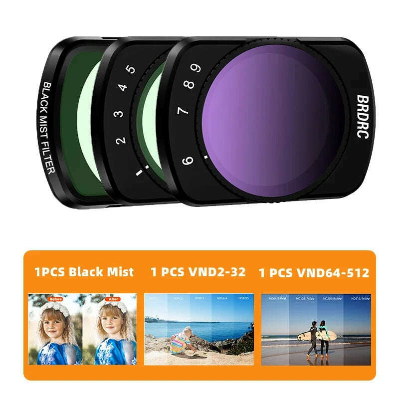 KIMLUD, BRDRC UV ND Lens Filter Kit for DJI OSMO Pocket 3 Handheld Gimbal Camera ND8 ND16 Filters Adjustable CPL Accessories, 3 in 1 set 2, KIMLUD APPAREL - Womens Clothes