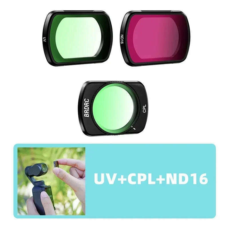 KIMLUD, BRDRC UV ND Lens Filter Kit for DJI OSMO Pocket 3 Handheld Gimbal Camera ND8 ND16 Filters Adjustable CPL Accessories, UV CPL ND16, KIMLUD APPAREL - Womens Clothes