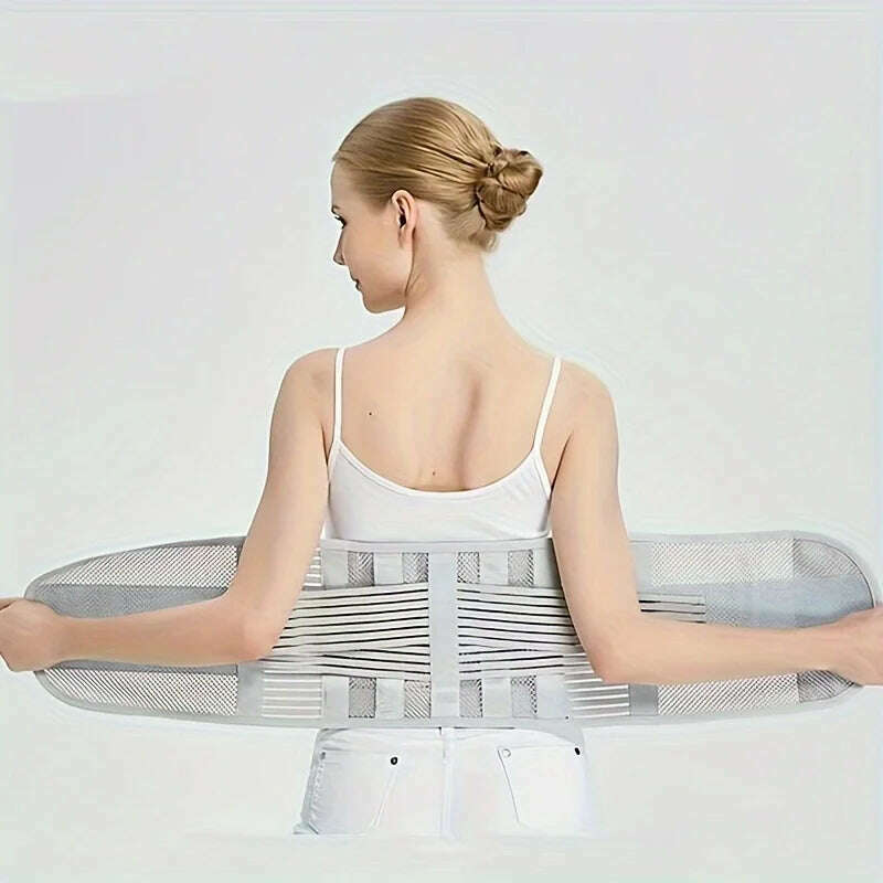 KIMLUD, Breathable Lumbar Support Belt With 5 Reinforced Support Plates,Adjustable Back Brace Waist Trainer For HerniatedDisc Protection, KIMLUD Womens Clothes