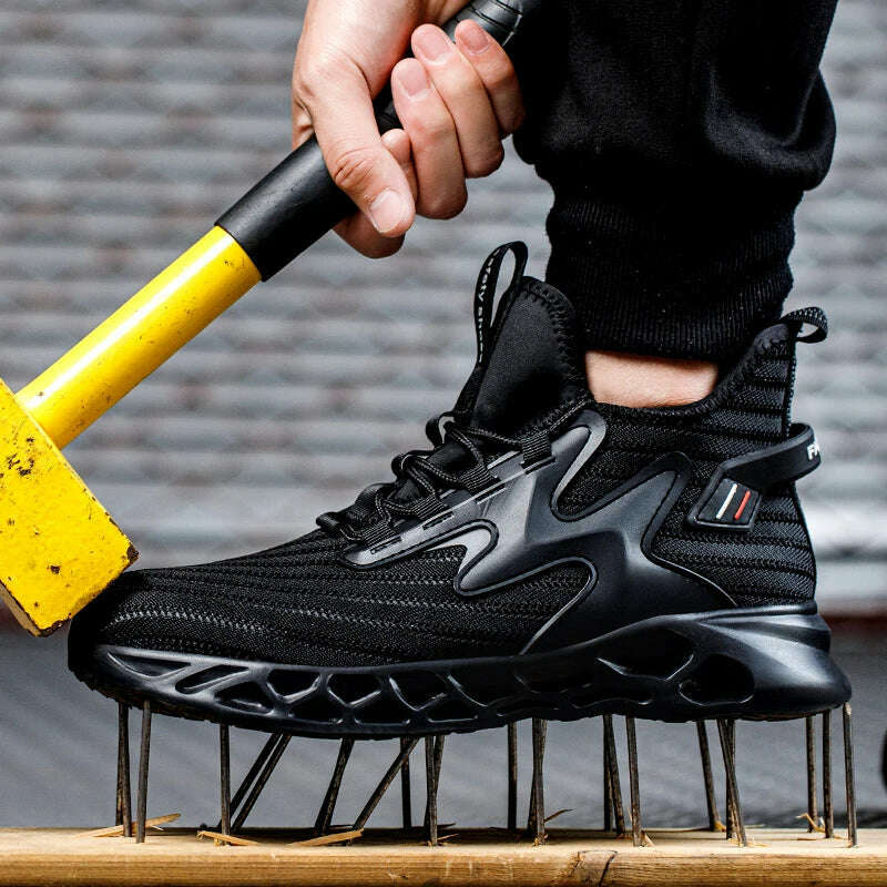 Breathable Men Work Safety Shoes Anti-smashing Steel Toe Cap Working Boots Construction Indestructible Work Sneakers Men Shoes - KIMLUD
