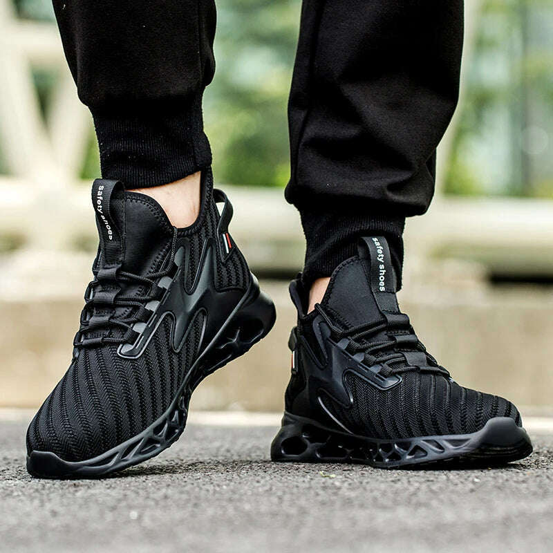 Breathable Men Work Safety Shoes Anti-smashing Steel Toe Cap Working Boots Construction Indestructible Work Sneakers Men Shoes - KIMLUD