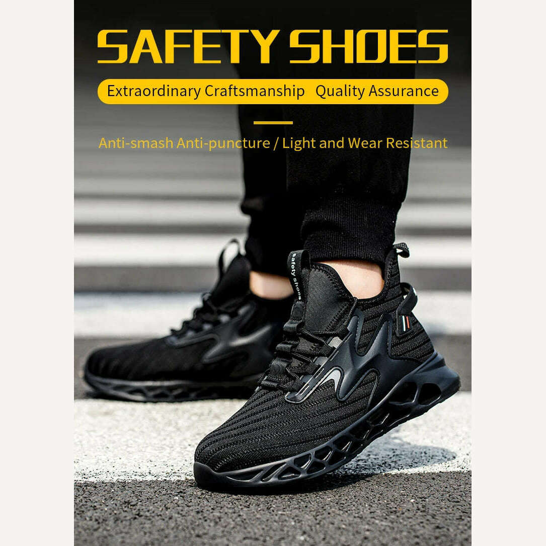 Breathable Men Work Safety Shoes Anti-smashing Steel Toe Cap Working Boots Construction Indestructible Work Sneakers Men Shoes - KIMLUD