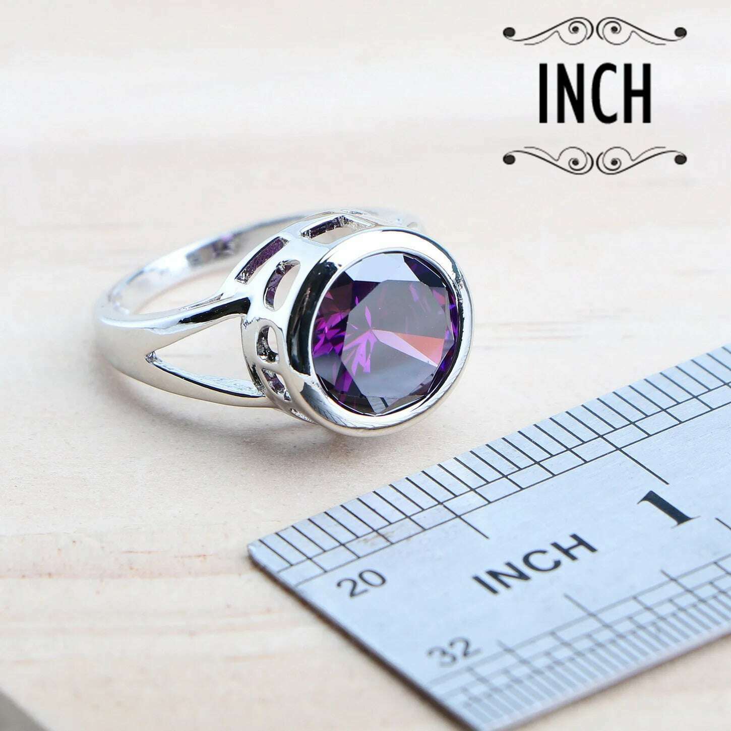 KIMLUD, Bridal Silver 925 Jewelry Sets For Women Wedding Jewelry Ladies Purple Zircon Rings Bracelets Set Earrings Pendant Necklace, KIMLUD Womens Clothes