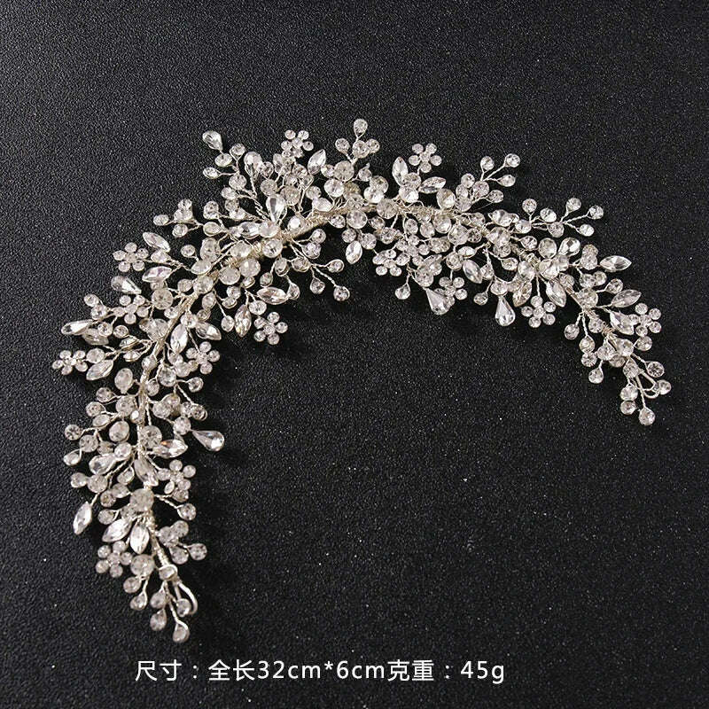 Bride's rhinestone hair comb Handmade woven Crystal hair comb wedding coiling hair Accessories Headpiece - KIMLUD