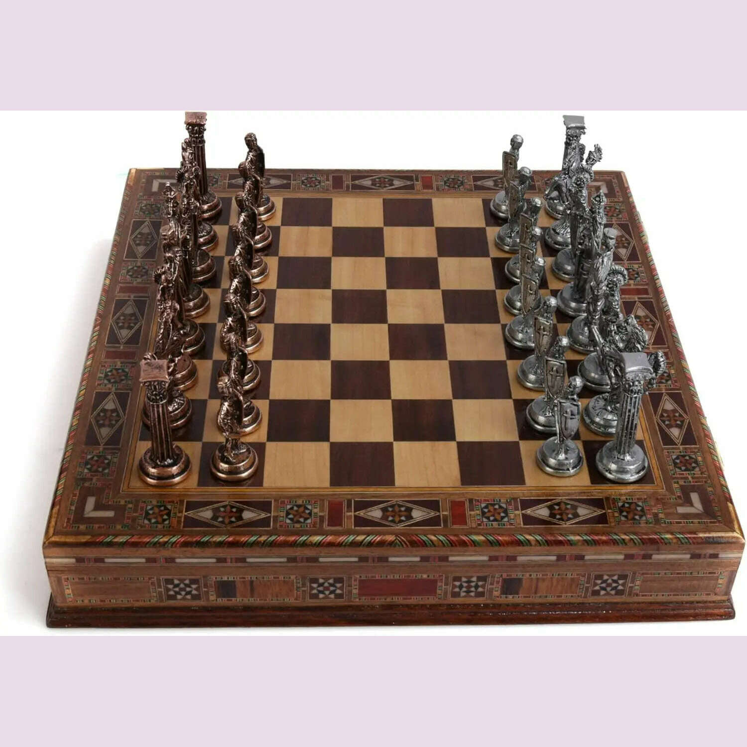 KIMLUD, British Army Antique Copper Metal Chess Set for Adults,Handmade Pieces and Natural Solid Wooden Chess Board with Storag, KIMLUD Womens Clothes
