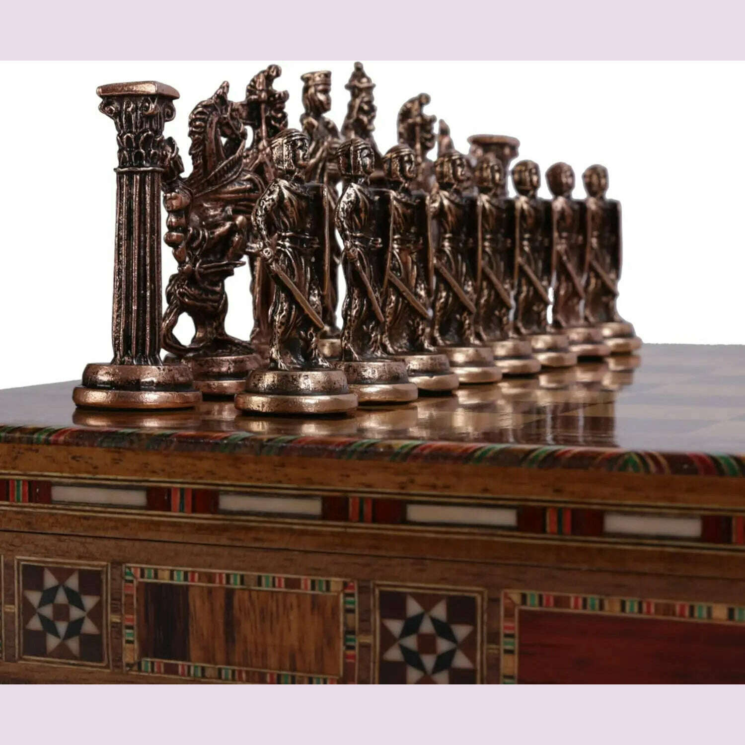 KIMLUD, British Army Antique Copper Metal Chess Set for Adults,Handmade Pieces and Natural Solid Wooden Chess Board with Storag, KIMLUD Womens Clothes