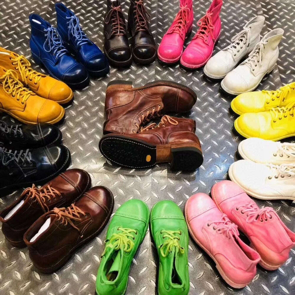 KIMLUD, BS02 Size 38-49 Custom Made For Any Colour & Super Quality Genuine Leather Handmade Goodyear American Work Boots, KIMLUD Womens Clothes