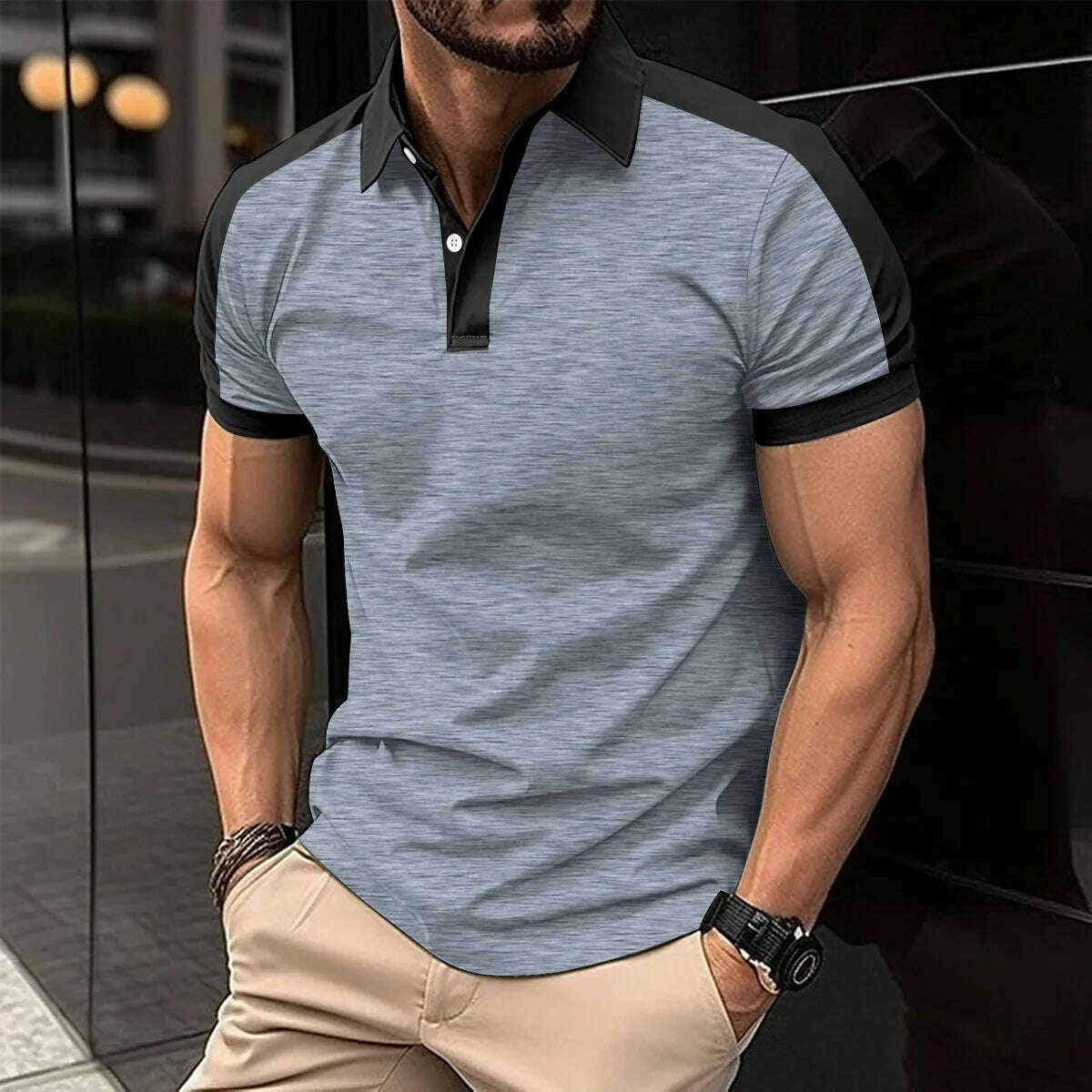 KIMLUD, Bss summer new men's casual short sleeved polo shirt Office Fashion striped printed T-shirt men's sportswear men's clothing, D6 / XL, KIMLUD Womens Clothes