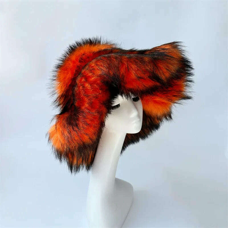 KIMLUD, Bucket Hat Warm and Imitation Fur Thickened with Autumn and Winter 버킷햇 Personality babes style Hats for women Bracer Plush, 8, KIMLUD Womens Clothes