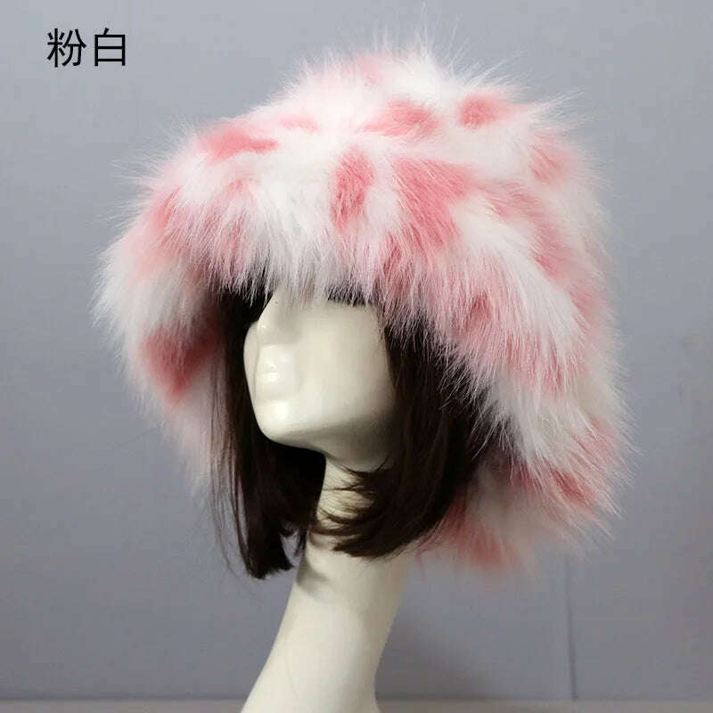 KIMLUD, Bucket Hat Warm and Imitation Fur Thickened with Autumn and Winter 버킷햇 Personality babes style Hats for women Bracer Plush, 40, KIMLUD Womens Clothes