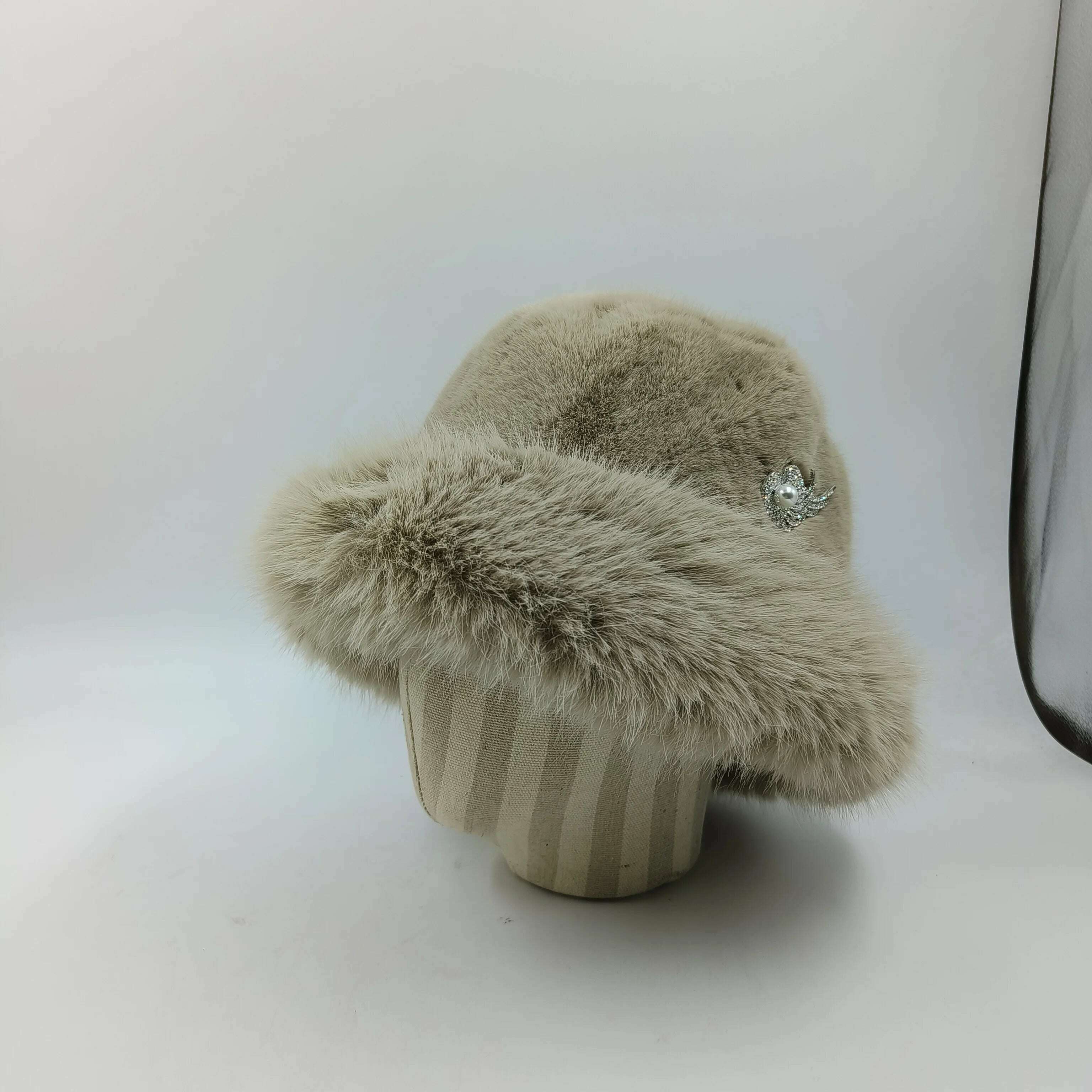 KIMLUD, Bucket Hat Warm and Imitation Fur Thickened with Autumn and Winter 버킷햇 Personality babes style Hats for women Bracer Plush, 32, KIMLUD Womens Clothes